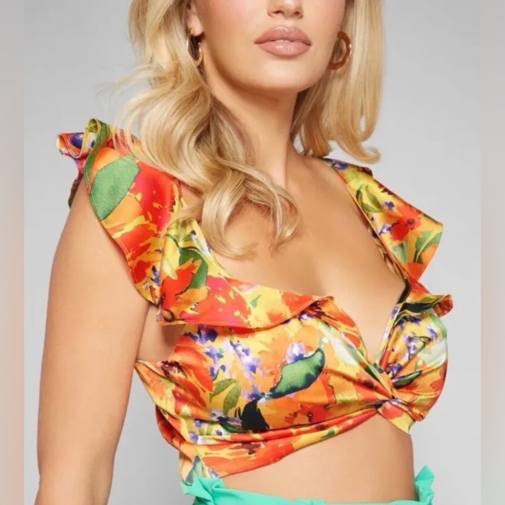 NWT Guess By Marciano Summer Floral Print Crop Top Sz 4